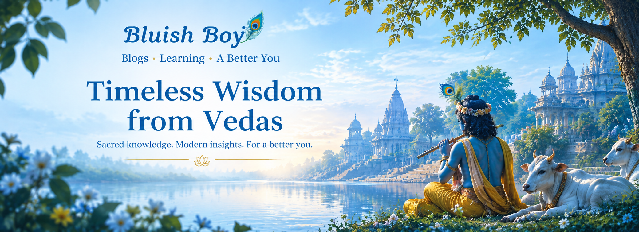 Vrindavan riverside temples at sunset